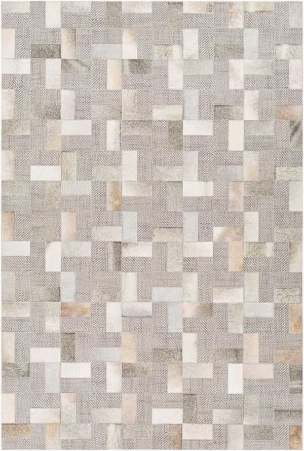 Surya Jardin 2' X 3' Handmade Area Rug - Modern Leather & Wool Blend, Durable Low Pile For High Traffic Areas Medium Gray Wool,Leather Jrd2305-23
