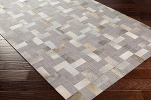 Surya Jardin 2' X 3' Handmade Area Rug - Modern Leather & Wool Blend, Durable Low Pile For High Traffic Areas Medium Gray Wool,Leather Jrd2305-23