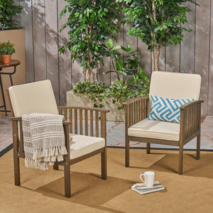 English Elm Casa Acacia Slatted Outdoor Club Chairs Set of 2 with Gray Finish Coastal Patio Seating 63513.00GRY