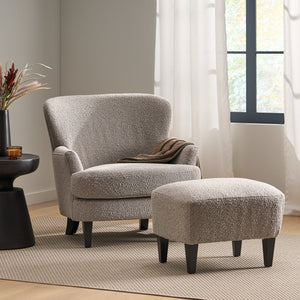 English Elm Christopher Knight Home® - Club Chair & Ottoman Set - Modern Boucle Upholstered Seating With Tapered Wood Legs For Cozy Appeal 74114.00STN