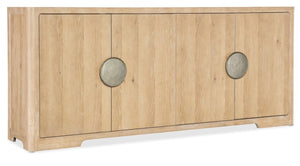 Hooker Furniture Retreat Dune Oak Entertainment Credenza With Soft-Close Doors, Power-Ready Venting, Distressed Charm Light Wood 6950-55480-80