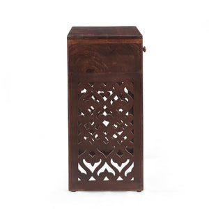 English Elm Christopher Knight Home® - End handcrafted traditional wood end table with carved detailing, mango-faux wood finish, drawer storage, 18"W 67337.00