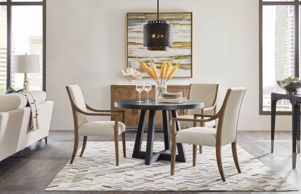 Hooker Furniture Chapman Charred Black Shou Sugi Ban Petite Round Dining Table — Sculptural, Textured, Seats 6 6033-75201-99