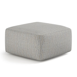 English Elm Nate Square Pouf - Handcrafted Grey Melange Accent Piece For Versatile Living Room Style & Comfort B136P159953