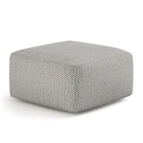 Square Pouf with Melange Pattern Woven Fabric and Concealed Bottom Zipper