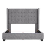 Homelegance By Top-Line Harlyn Tufted Linen Wingback Bed Grey Linen