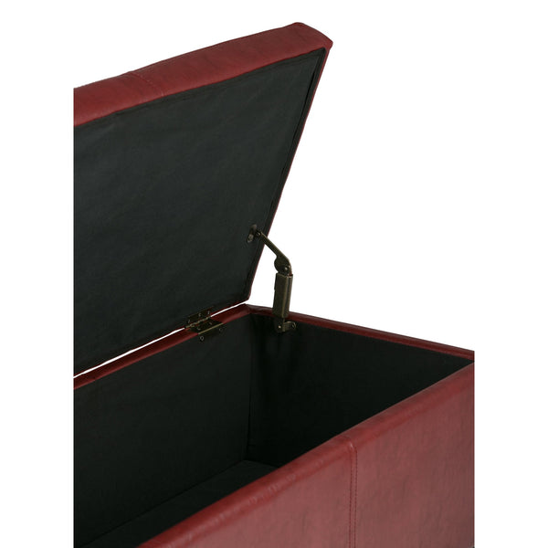 English Elm Avalon - Stylish Red Vegan Faux Leather Storage Ottoman Bench For Modern Living Spaces & More B136P158649