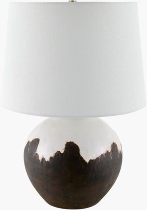 Surya Jirapa Bohemian Accent Table Lamp - 26" Tall Ceramic Design With Chic Linen Shade For Home Decor Body, Brown,Finial, Gold,Cord, Translucent Ceramic,Linen,Plastic,Iron Jrp-001