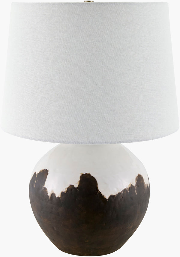Surya Jirapa Bohemian Accent Table Lamp - 26" Tall Ceramic Design With Chic Linen Shade For Home Decor Body, Brown,Finial, Gold,Cord, Translucent Ceramic,Linen,Plastic,Iron Jrp-001