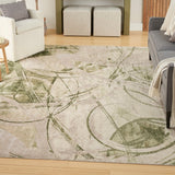 Nourison Astra Machine Washable ASW14 Machine Made Power-loomed Borderless Design Indoor Only Modern  Rug Beige Green, Beige Green 100% Polyester 99446977687