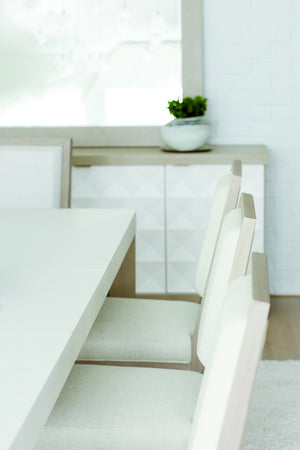 Bernhardt Bernhardt Axiom 9-Piece Dining Set — Extendable Linear White Table, Upholstered Chairs, Modern Textures K1934