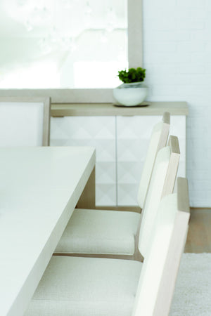 Bernhardt Bernhardt Linear White Pyramid Dining Table With Two Removable Leaves, Tapered Gray Legs — Glamorous Transitional Design 381222