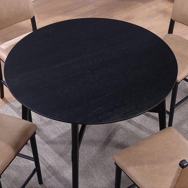 English Elm Steve Silver - Oslo 46" Round Counter Table in Midnight Black Wood Finish — Kiln-Dried, Solid Mortise Joinery, Seats 4 B081P157755