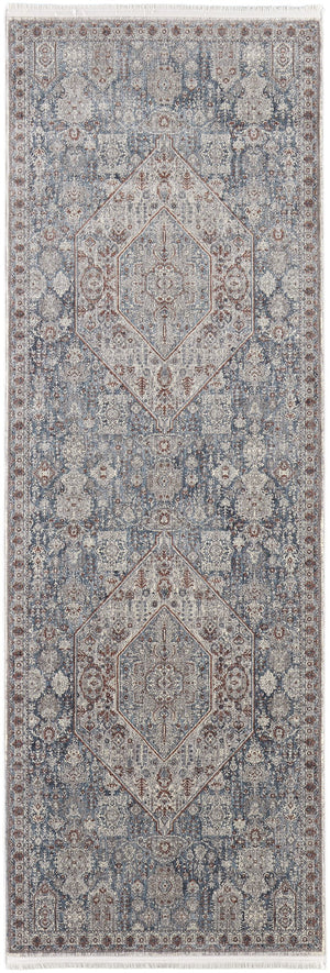 Feizy Rugs Marquette Medallion Rug – Elegant Power-loomed Design, Stain-resistant, Easy Care For High Traffic Areas Blue,Ivory Polyester,Acrylic Mrq39gufblugryi8b