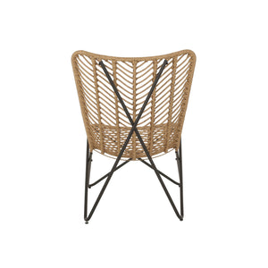 English Elm Gatlin Woven Wicker Outdoor Accent Chair Set Bohemian Curved Shell with Geometric Base 70650.00LBRN