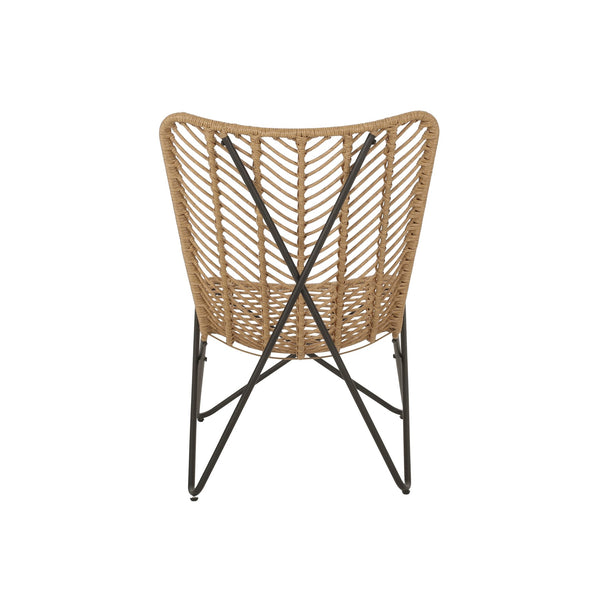 English Elm Gatlin Woven Wicker Outdoor Accent Chair Set Bohemian Curved Shell with Geometric Base 70650.00LBRN