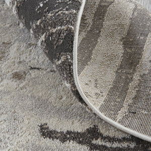 Feizy Rugs Vancouver Abstract Area Rug - Durable Polypropylene Polyester Blend With Modern Turkish Artistry Ivory,Brown,Gray Polypropylene,Polyester Vnr39fifgrychlh00