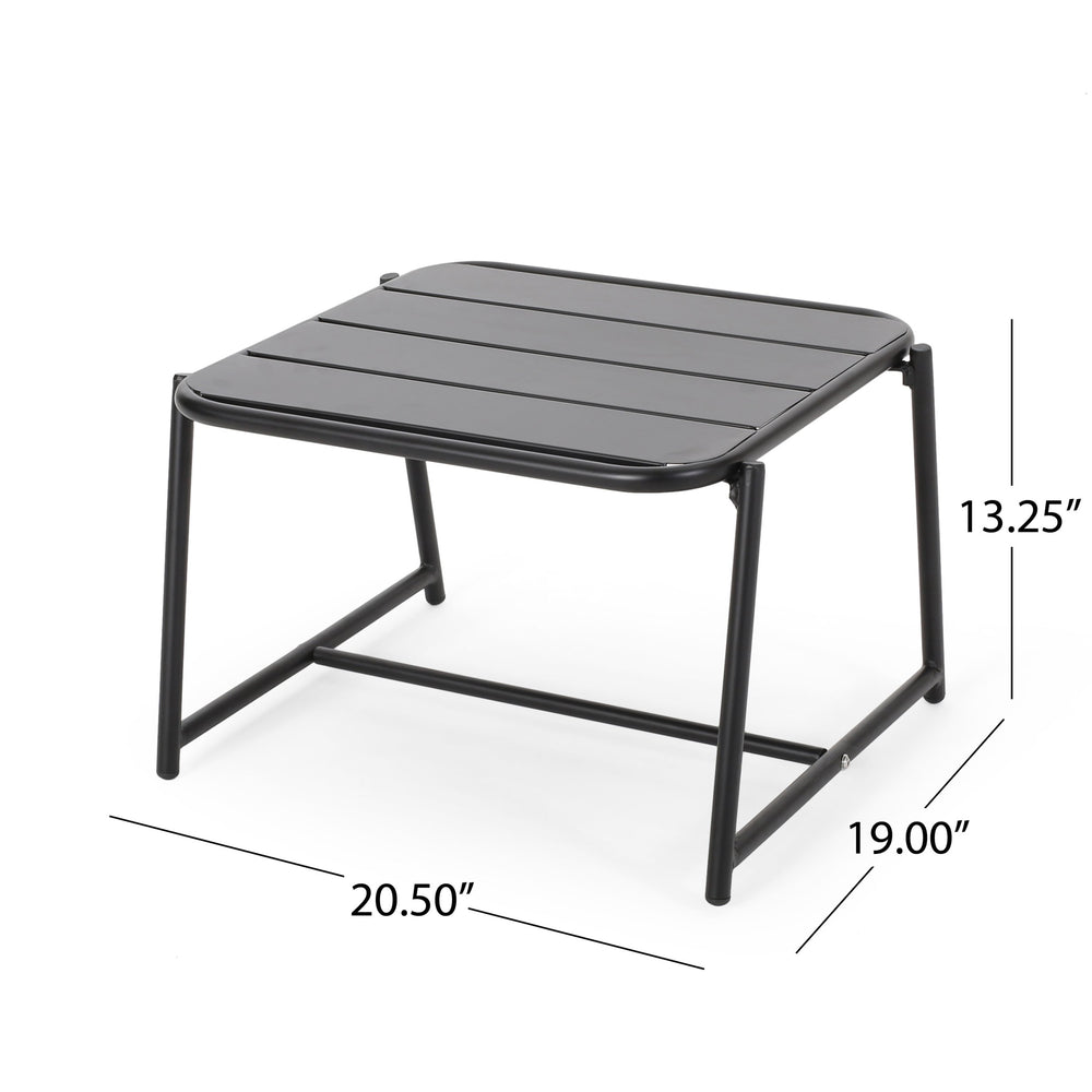 English Elm Conrad Outdoor Side Table Powder Coated Metal Patio Accent for Lounge and Chaise Seating Matte Black 65198.00BLK
