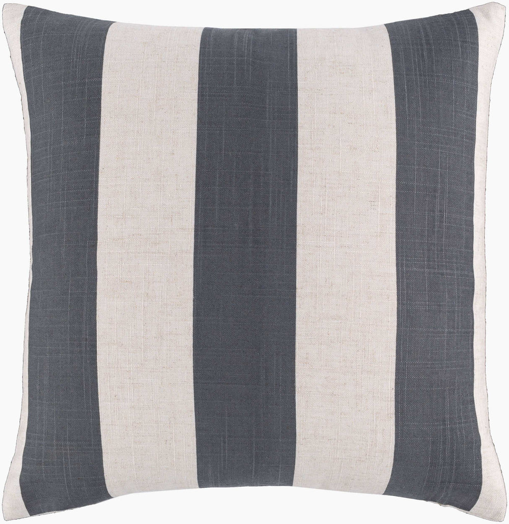 Surya Simple Stripe 18"X18" Accent Pillow - Rustic Charm, Cozy Vibes, Durable Woven Design For Home Decor Ivory Polyester,Linen Js009-2222p