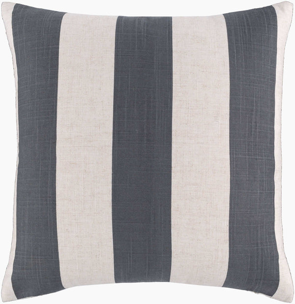 Surya Simple Stripe 18"X18" Accent Pillow - Rustic Charm, Cozy Vibes, Durable Woven Design For Home Decor Ivory Polyester,Linen Js009-2222p
