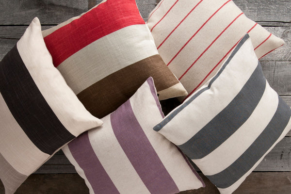 Surya Simple Stripe Woven Viscose Linen Blend Accent Pillow for Farmhouse Boho Interiors JS011-2222D