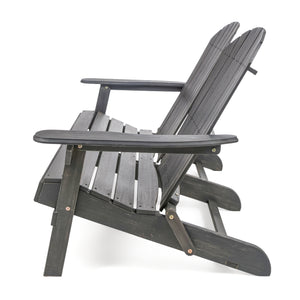 English Elm Christopher Knight Home® - MALIBU Acacia Wood Adirondack Loveseat with Slatted Back for Patio, Durable Weather-Resistant Comfort and Style DARK GREY 46 L x 24 W x 11.75 H 61679.00DGRY