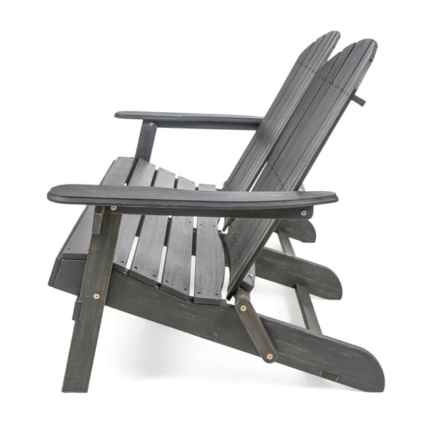 English Elm Christopher Knight Home® - MALIBU Acacia Wood Adirondack Loveseat with Slatted Back for Patio, Durable Weather-Resistant Comfort and Style DARK GREY 46 L x 24 W x 11.75 H 61679.00DGRY