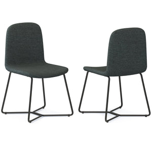 English Elm Wilcox Curved Padded Dining Chairs Set of 2 in Charcoal Grey – Upholstered Comfort on Metal Legs B136P159656