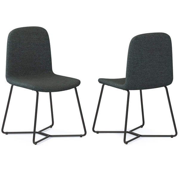 English Elm Wilcox Curved Padded Dining Chairs Set of 2 in Charcoal Grey – Upholstered Comfort on Metal Legs B136P159656