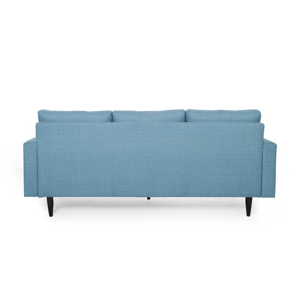 English Elm Jenny Button Tufted Waffle Stitch Fabric Sofa with Tapered Rubberwood Legs for Living Rooms 66890.00ABLU_66890.00BBLU