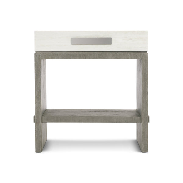 Bernhardt Bernhardt Cerused Acacia Nightstand With Soft-Closing Drawer, Usb Charging And Open Shelf Light Shale 28"W x 20"D x 29.13"H 306217