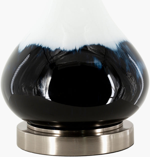 Surya Julissa Modern Accent Table Lamp - 28" Tall Sleek Glass & Metal Design For Contemporary Homes Body, Navy Glass,Iron,Linen,Iron Jsa-001