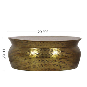 English Elm Christopher Knight Home® - Drum Coppery Hammered Coffee Table – Handcrafted Aluminum Drum Design, Rust-Resistant, 32x31x14 71269.00