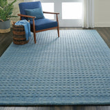 Nourison Perris PERR1 Handmade Woven No Border Indoor Only Contemporary  Rug Denim, Blue 100% Wool 99446222794