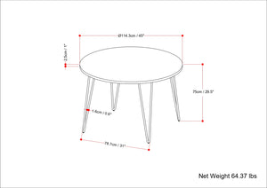 English Elm Hunter 45-Inch Round Dining Table – Stylish Mango Wood & Hairpin Legs For Modern Spaces, Seats 4 B136P158742