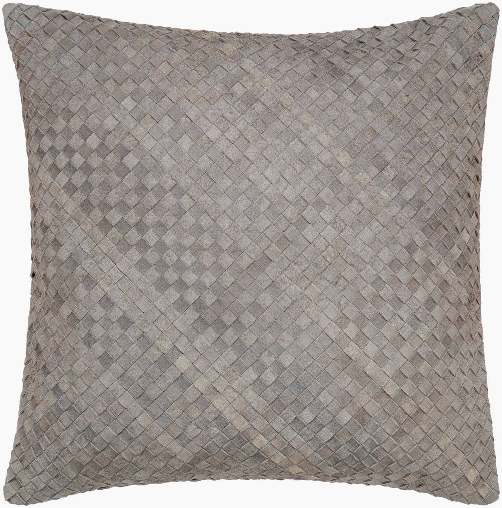 Surya Joshua 18" X 18" Cottage-style Accent Pillow Cover - Durable Leather & Polyester Blend, Unique Charm Taupe Leather,Polyester Jsh001-1818d