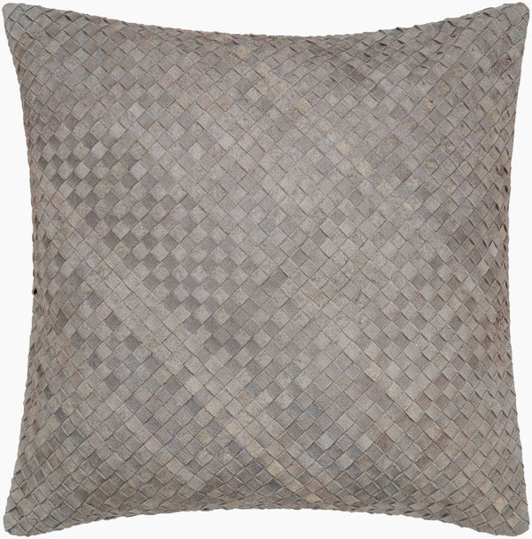 Surya Joshua 18" X 18" Cottage-style Accent Pillow Cover - Durable Leather & Polyester Blend, Unique Charm Taupe Leather,Polyester Jsh001-1818d