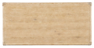 Hooker Furniture Retreat Pole Rattan Cocktail Table With Rope-Wrapped Joints, Dune Oak Veneer, Drawers, Floating Design Light Brown 6950-80210-80