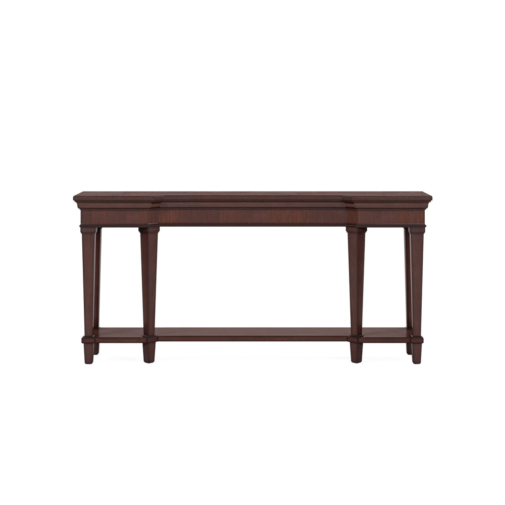 A.R.T. Furniture Revival Console Table In Napa Mahogany – Traditional Elegance With Beaded Trim & Lower Shelf Storage Brown Rubberwood Solids,Quarter Mahogany Veneer,Resin 328307-1730