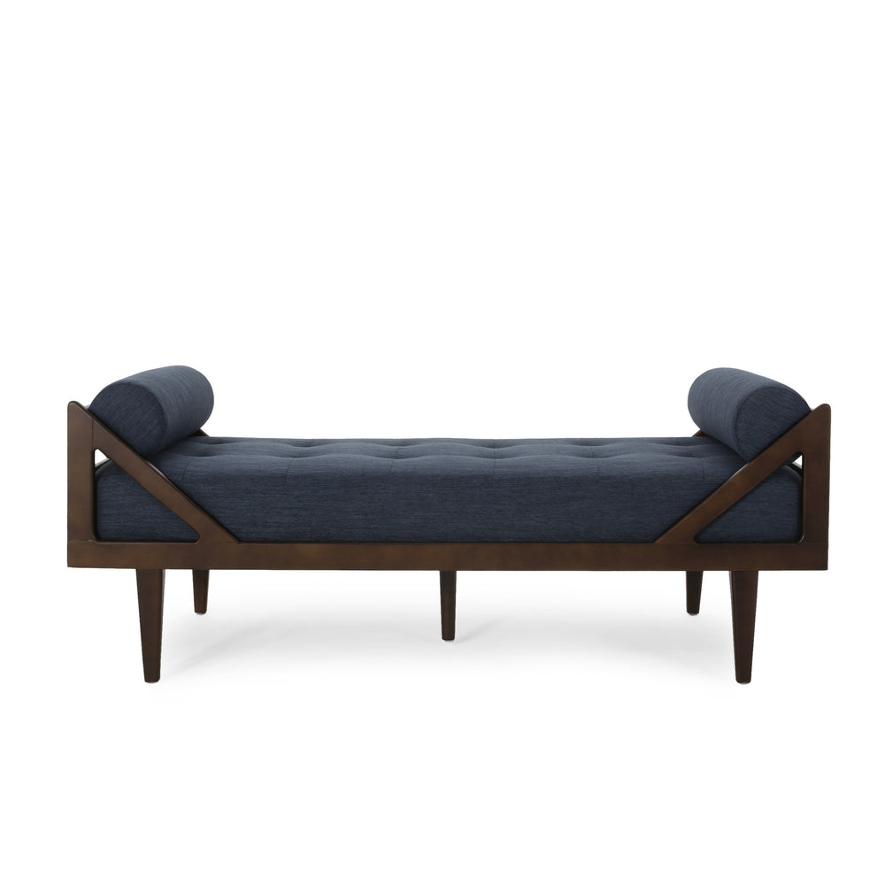 English Elm Chaise Lounge with Button Tufting Waffle Stitch Bentwood Frame for Living Room 70758.00NBLU