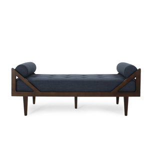 English Elm Chaise Lounge with Button Tufting Waffle Stitch Bentwood Frame for Living Room 70758.00NBLU