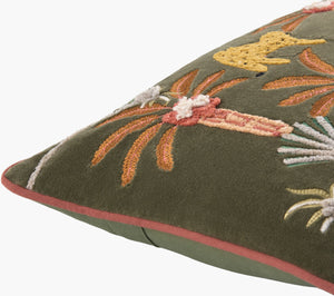 Surya Junglesque 13"L X 21"W Exotic Cotton Lumbar Pillow – Wild Jungle Decor For Cozy Living Spaces Dark Green Cotton,Cotton Jsq001-1321p