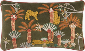 Surya Junglesque 13"L X 21"W Exotic Cotton Lumbar Pillow – Wild Jungle Decor For Cozy Living Spaces Dark Green Cotton,Cotton Jsq001-1321p