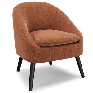 English Elm Redding Mid-Century Accent Chair with Curved Back, Deep Cushion & Solid Rubberwood Legs, Rust Red B136P159542