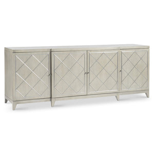 Bernhardt Bernhardt Cornelia Entertainment Credenza With Brushed Stainless Diamond Overlay, Soft-Close Doors, Cable Management 331880