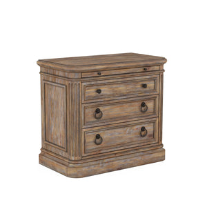 A.R.T. Furniture Architrave Nightstand: Stylish Almond Finish, Usb Charging, 3 Soft-close Drawers & Pullout Shelf Brown Material, Pine Solids And Veneer,Metal 277141-2608
