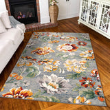 Orian Rugs Simply Southern Cottage Franklin Floral Machine Woven Polypropylene Transitional Area Rug Distressed Blue Willow Polypropylene