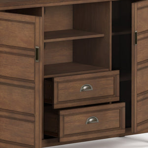 English Elm Burlington Solid Wood Tall TV Media Stand with Storage Drawers, Adjustable Shelves & Cord Management Dark Brown B136P158512