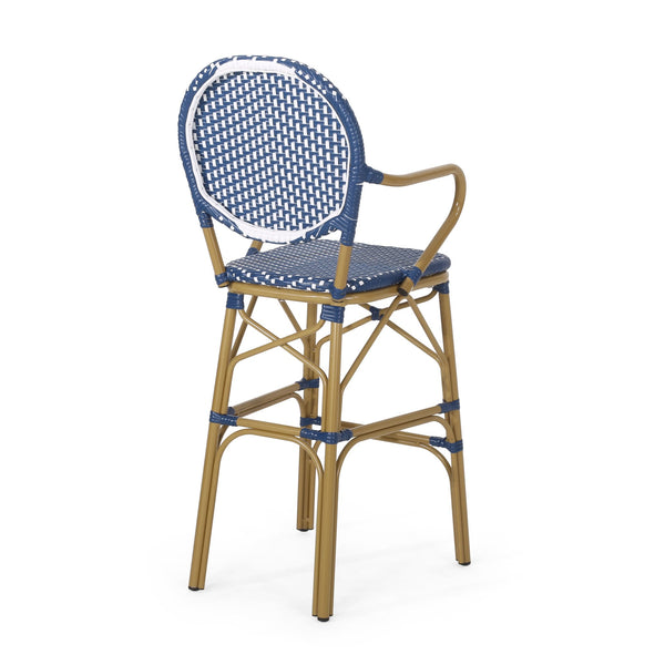 English Elm Outdoor Bistro Wicker Barstools Set of 2 Rust Resistant Aluminum Patio Bar Seating 72605.00