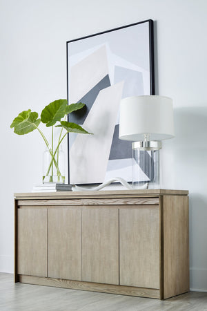 A.R.T. Furniture North Side Buffet: Stylish Transitional Storage With Pull-out Trays & Soft Close Doors In Shale Finish Brown Parrawood Solids,Quarter Figured,Fiddle Ash Veneer,Metal 269252-2556